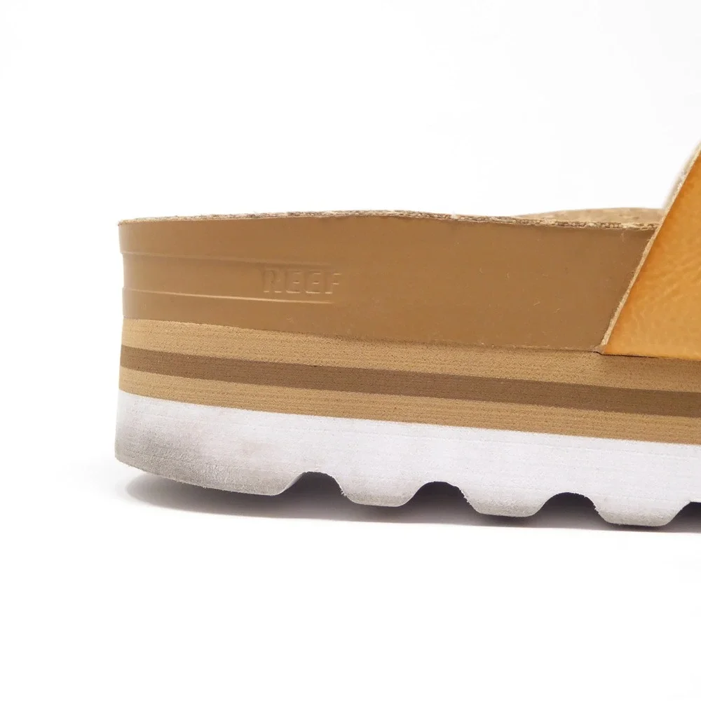 Reef Womens Sandals Tan Cushion Vista Hi Platform Slides 9